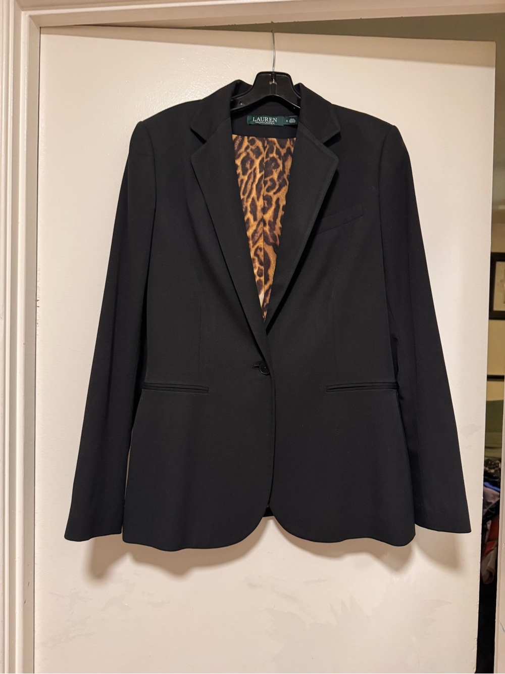 Lauren Ralph Lauren Black Blazer with Leopard-Print Lining